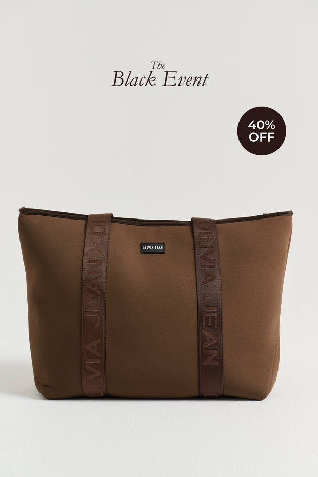 Ebony (Brown) Neoprene Tote - With Zip Closure