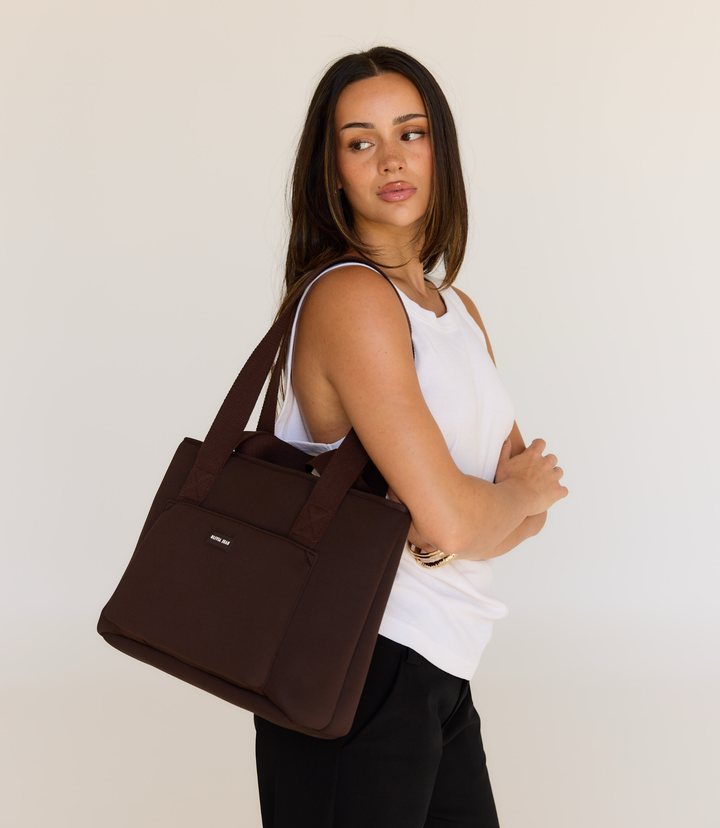 Rover (Chocolate) Compact Neoprene Tote - With Zip Closure