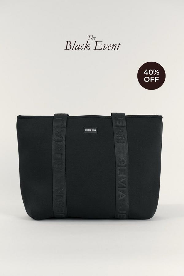 Ebony (Black) Neoprene Tote - With Zip Closure