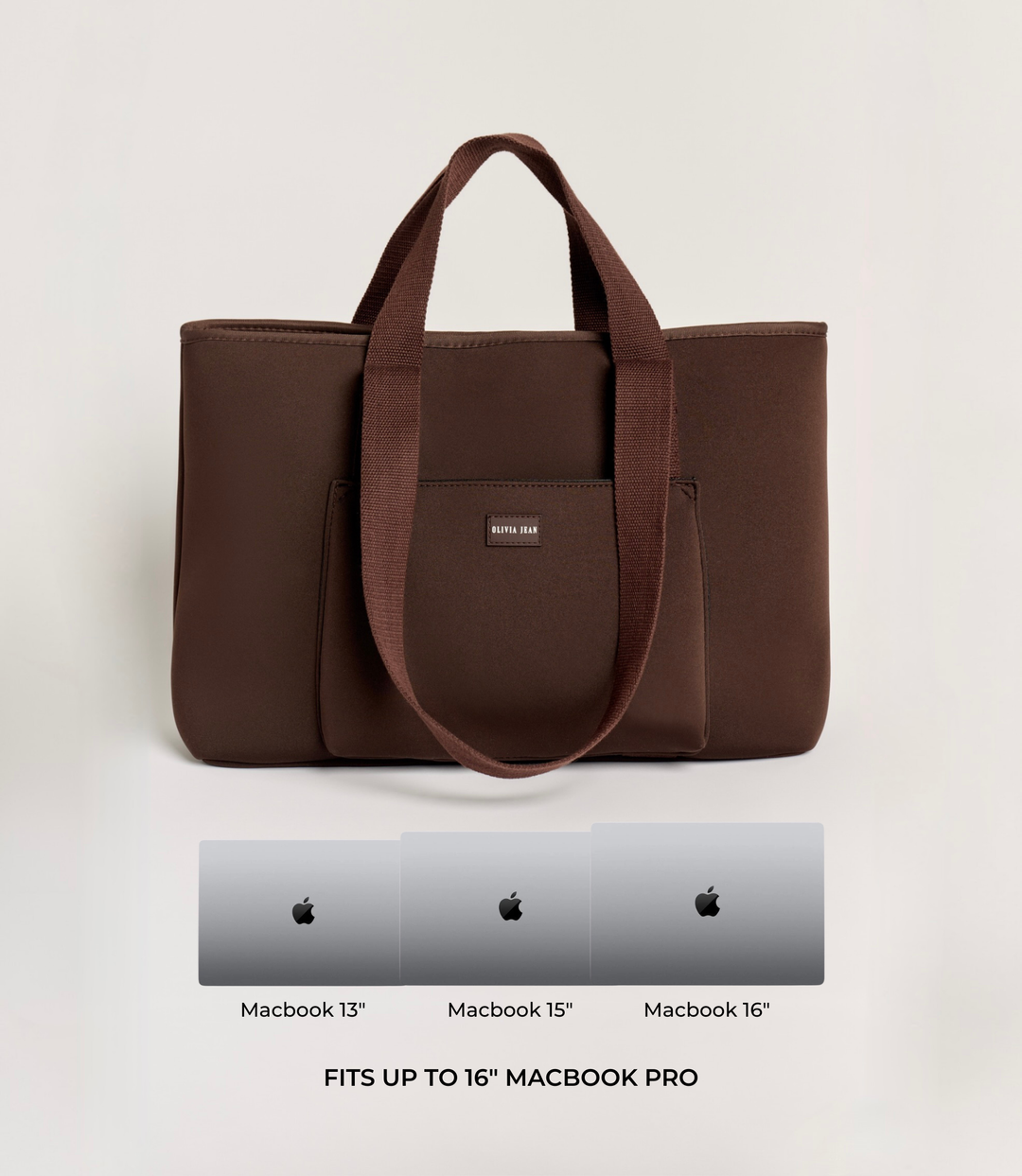 Rover (Chocolate) Large Neoprene Tote - With Zip Closure