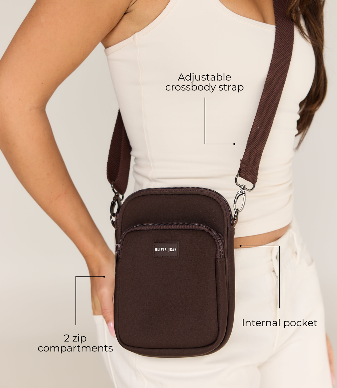 Wanderer (Chocolate) Neoprene Crossbody Bag