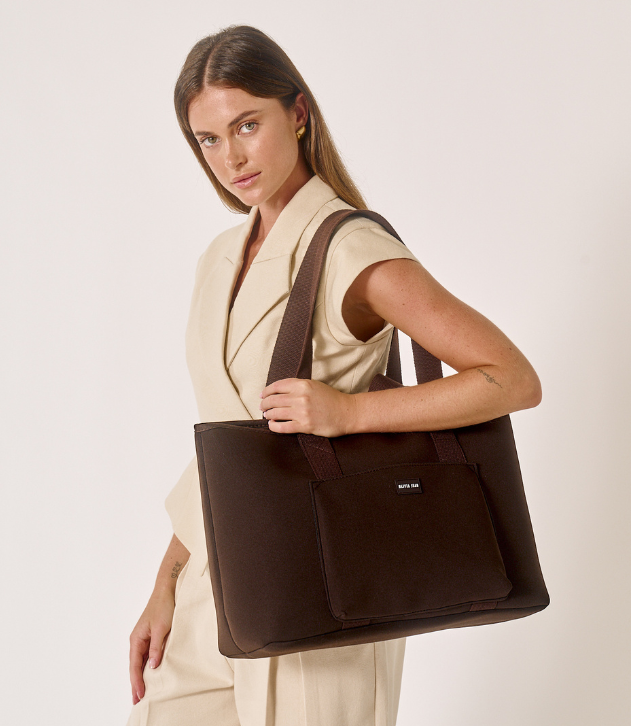 Rover (Chocolate) Large Neoprene Tote - With Zip Closure