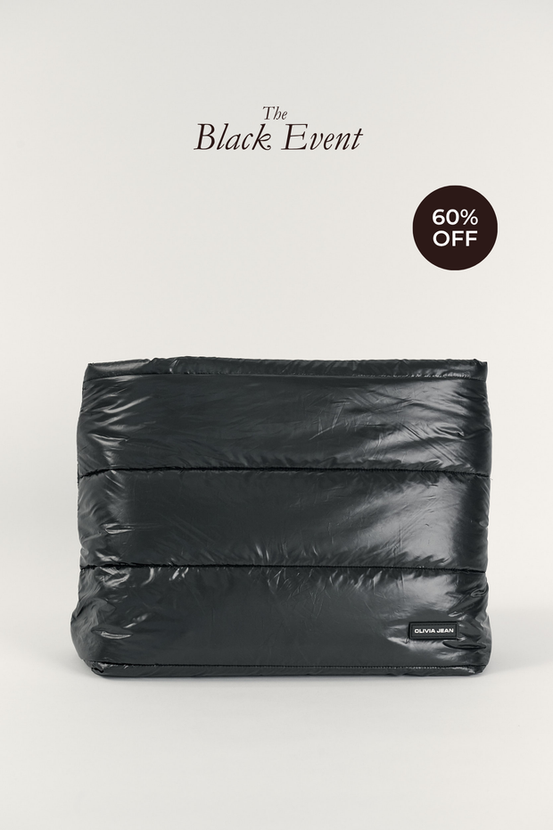 Gia (Black) Puffer Tote Bag- With Zip Closure
