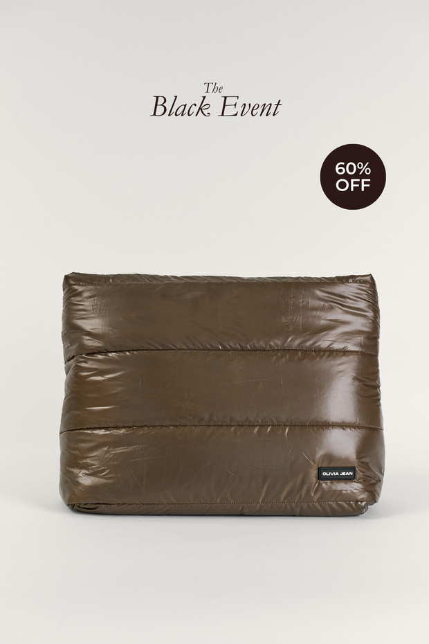 Gia (Brown) Puffer Tote Bag- With Zip Closure