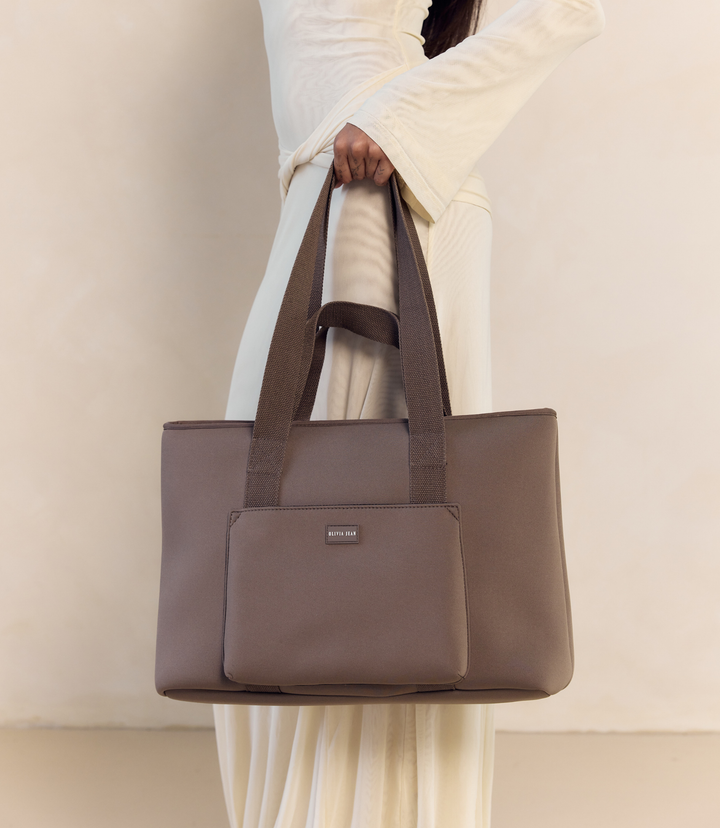 Rover (Taupe) Large Neoprene Tote - With Zip Closure (PRE ORDER)