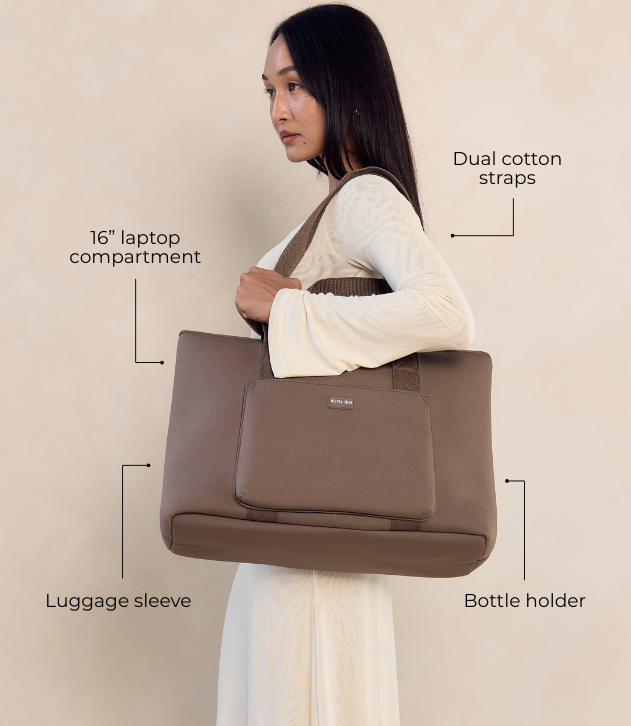 Rover (Taupe) Large Neoprene Tote - With Zip Closure (PRE ORDER)
