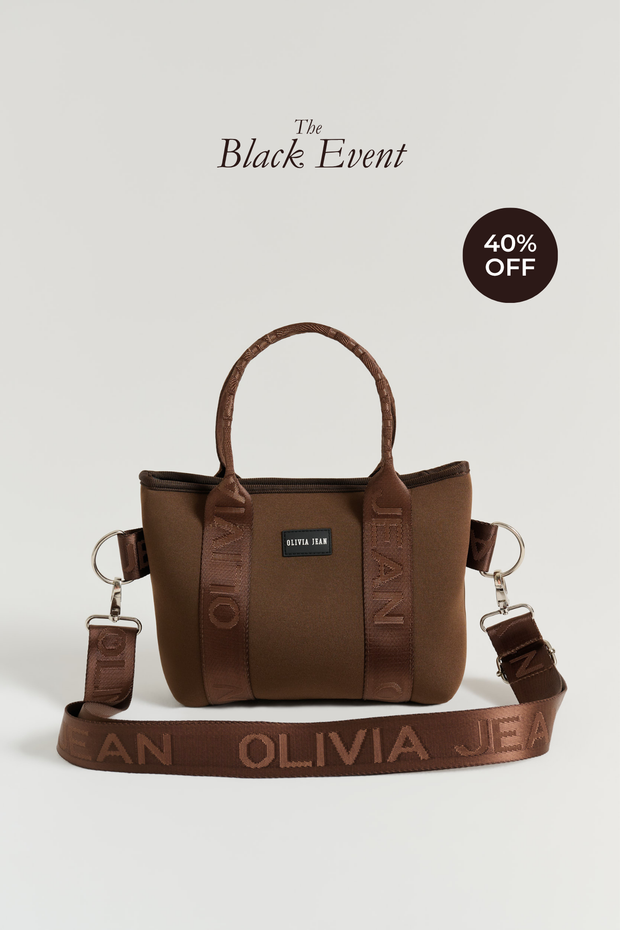 Blair (Brown) Neoprene Crossbody Bag- With Zip Closure