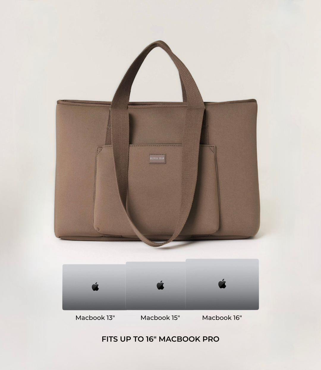 Rover (Taupe) Large Neoprene Tote - With Zip Closure (PRE ORDER)