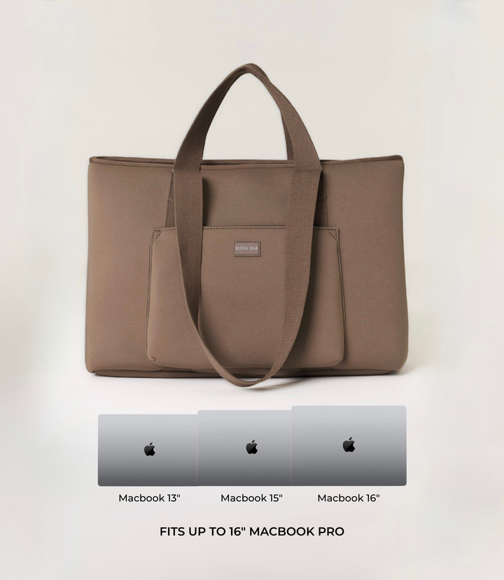 Rover (Taupe) Large Neoprene Tote - With Zip Closure (PRE ORDER)
