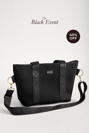 Winnie (Ribbed Black) Neoprene Tote - With Zip Closure