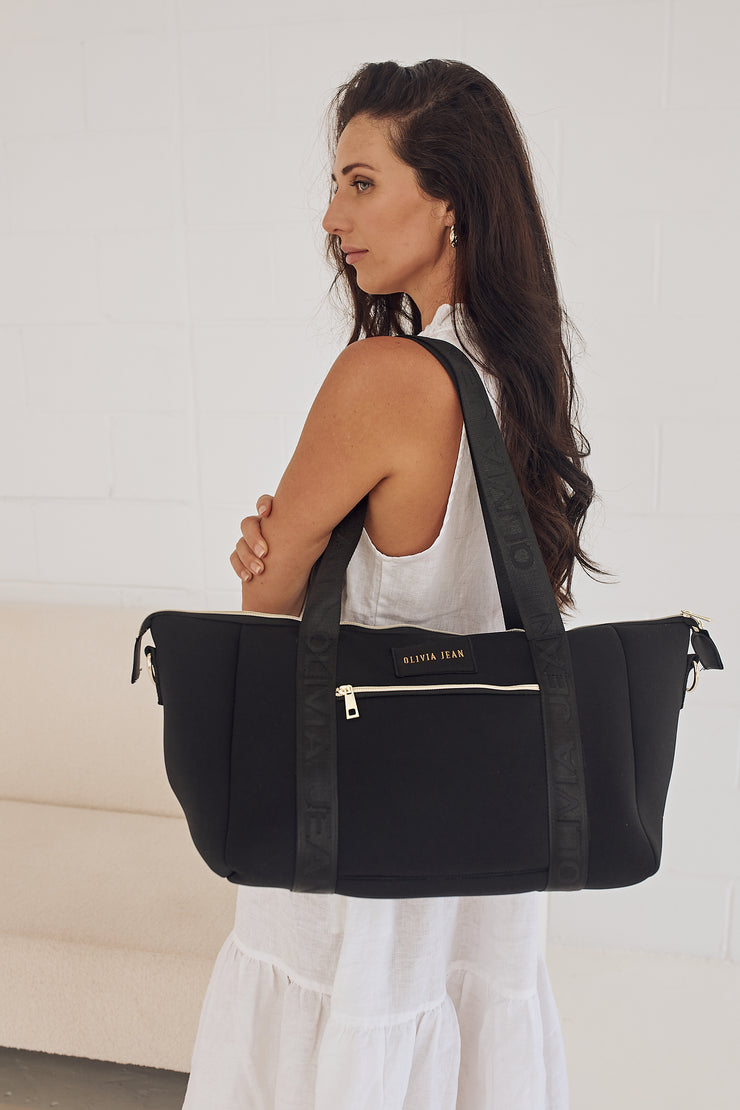 Level Up (Black) Weekender Neoprene Bag- With Zip Closure