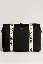 Hallie (Black) Weekender Neoprene Bag- With Zip Closure