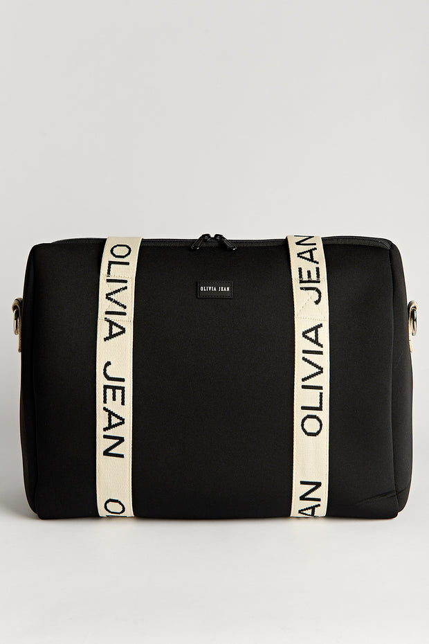 Hallie (Black) Weekender Neoprene Bag- With Zip Closure