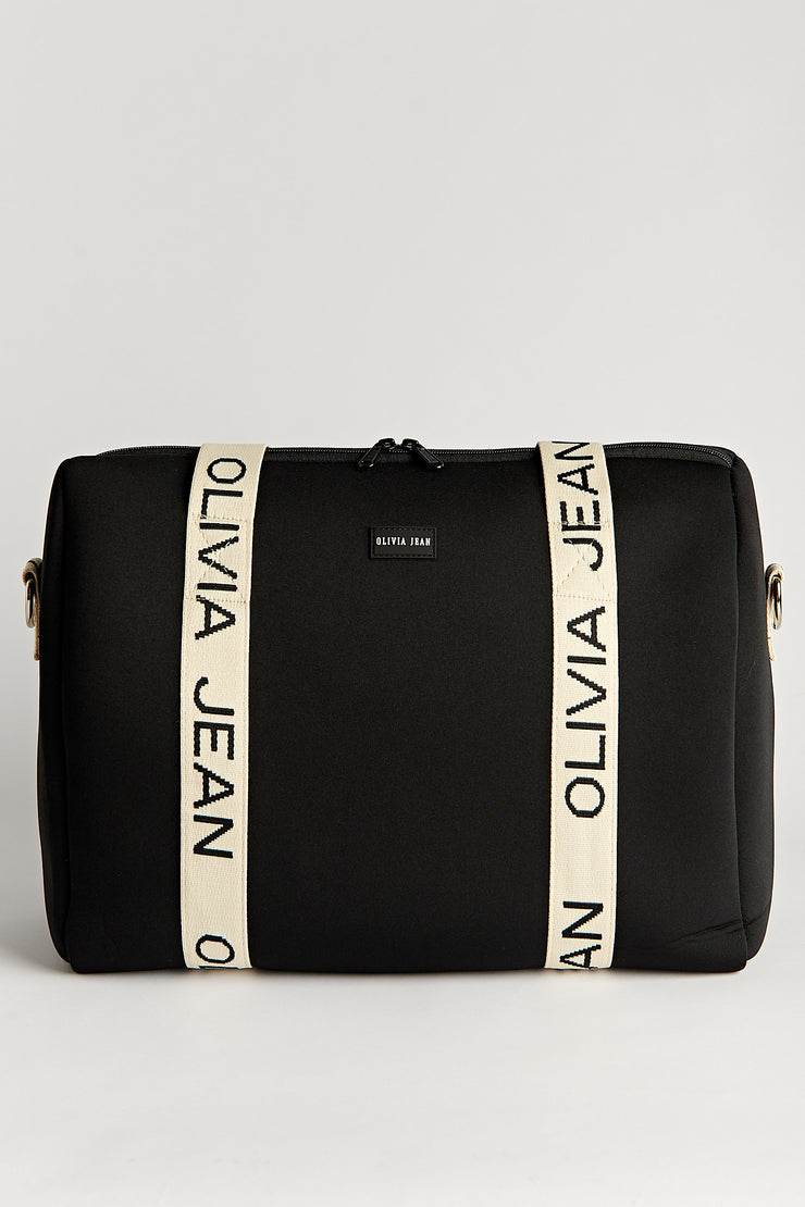 Hallie (Black) Weekender Neoprene Bag- With Zip Closure