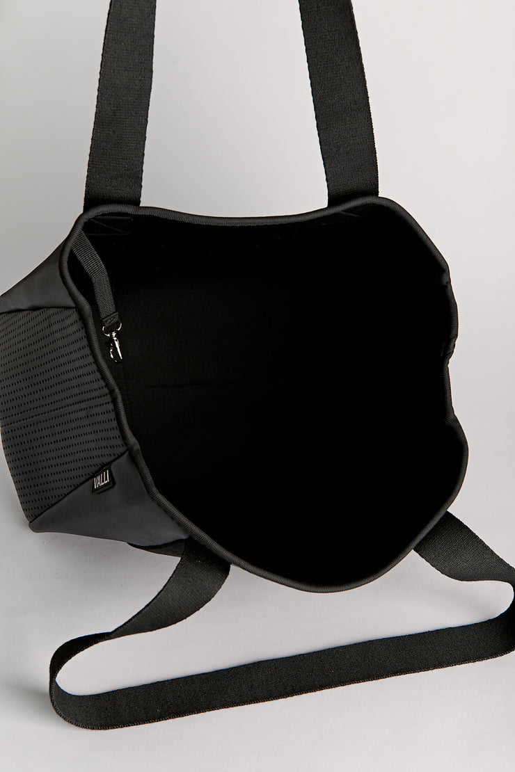 Frankie Metallic Black Neoprene Tote — Valli by Olivia Jean