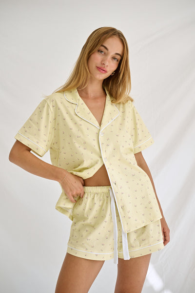 Posy Floral Pyjama Set - Yellow