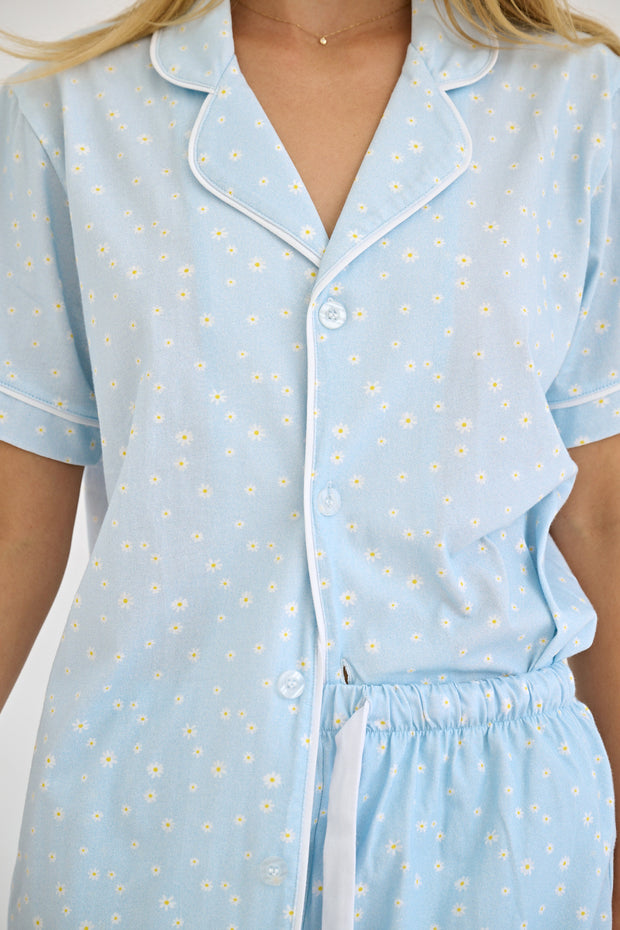 Daisy Floral Pyjama Set - Blue