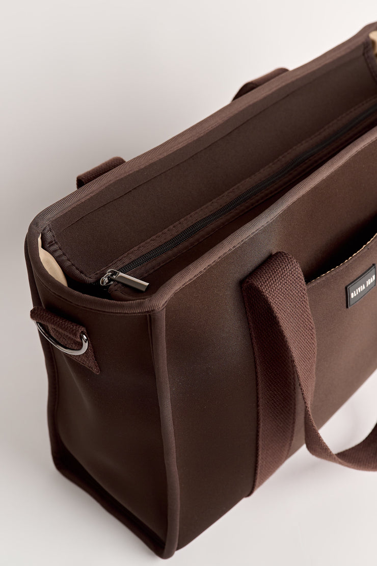 Rover (Chocolate) Medium Neoprene Travel Tote - With Zip Closure