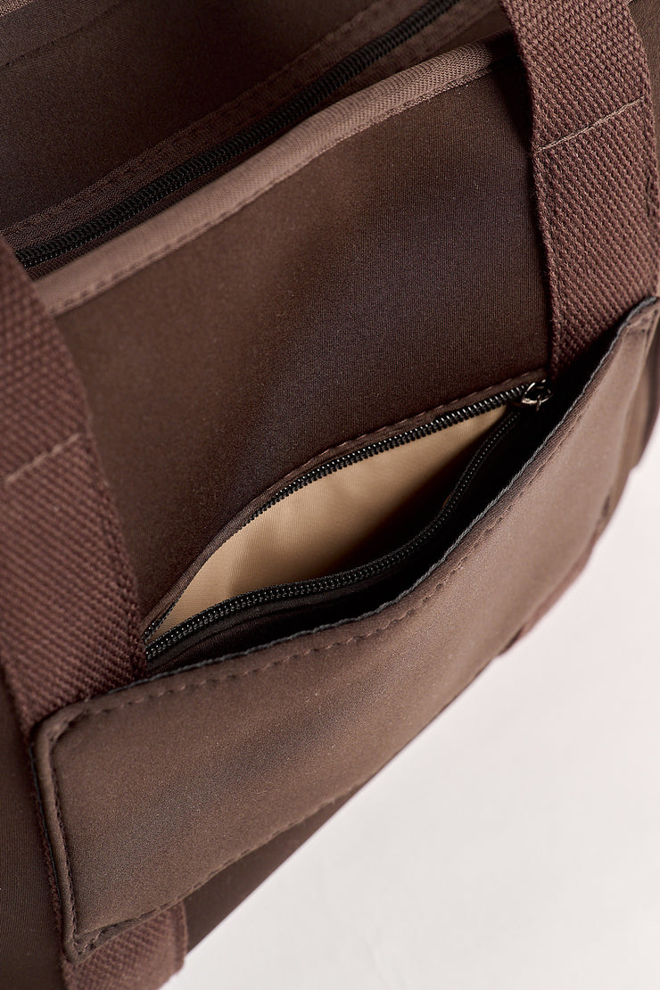 Rover (Chocolate) Medium Neoprene Travel Tote - With Zip Closure