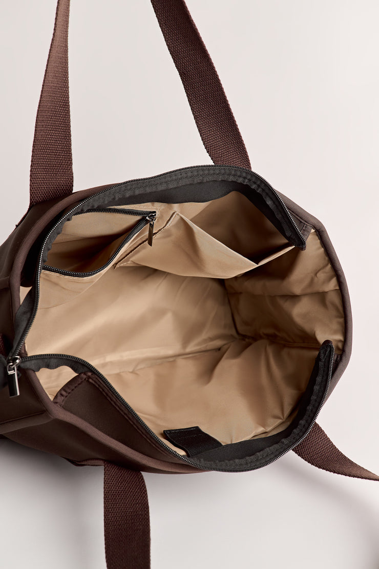 Rover (Chocolate) Medium Neoprene Travel Tote - With Zip Closure