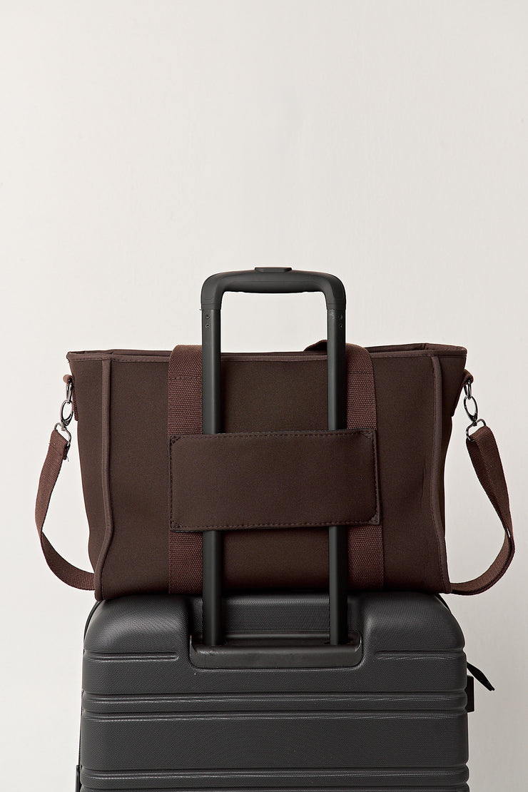 Rover (Chocolate) Medium Neoprene Travel Tote - With Zip Closure
