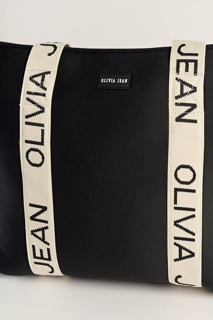Milan (Black) Neoprene Tote - With Zip Closure
