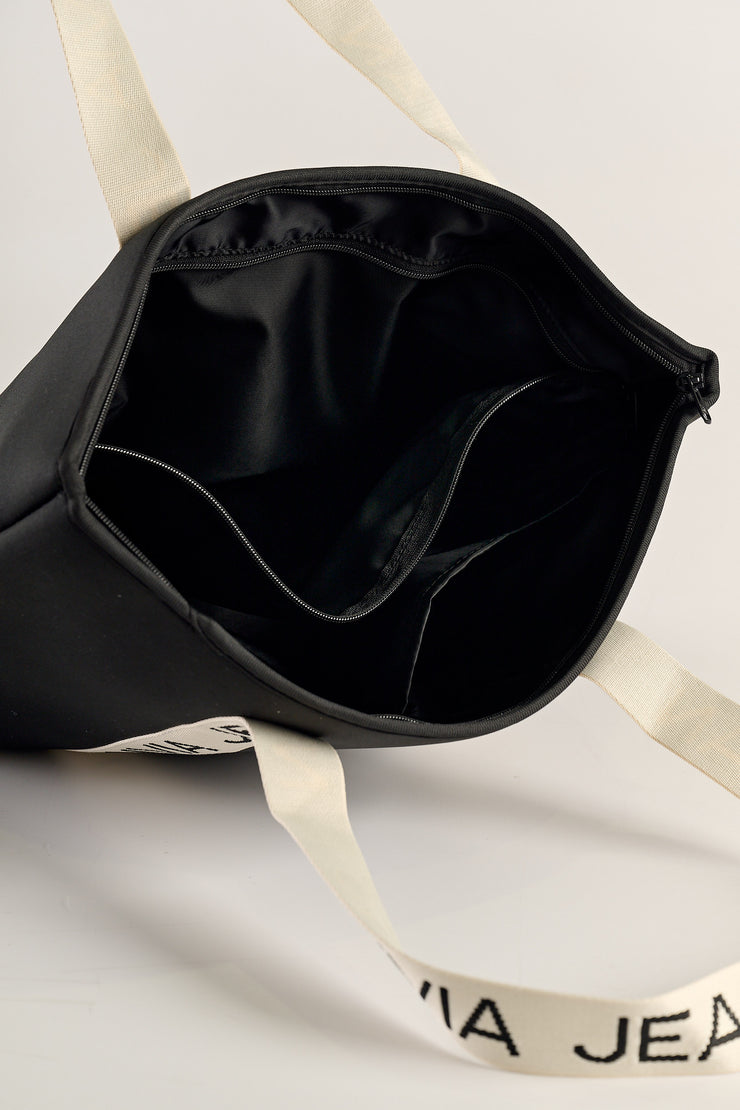Milan (Black) Neoprene Tote - With Zip Closure