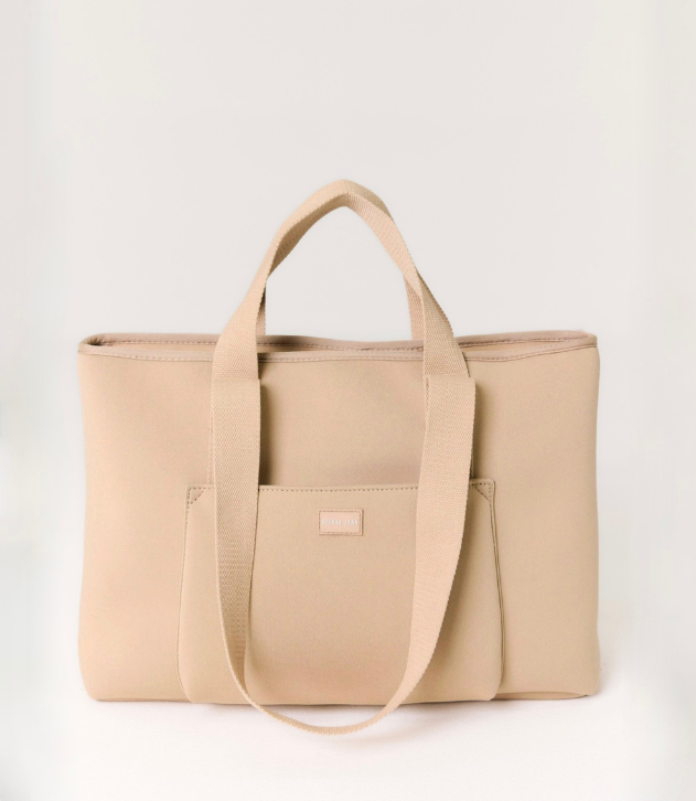 Rover (Almond) Large Neoprene Tote - With Zip Closure