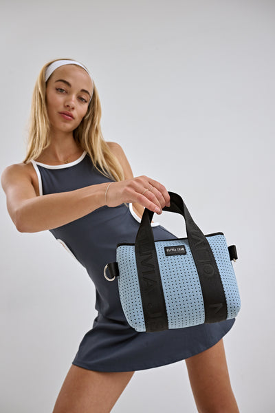 Poppy (Powder Blue) Neoprene Crossbody Bag- With Zip Closure