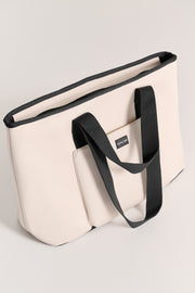 Rover (Ivory) Large Neoprene Travel Tote - With Zip Closure