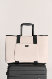 Rover (Ivory) Large Neoprene Travel Tote - With Zip Closure