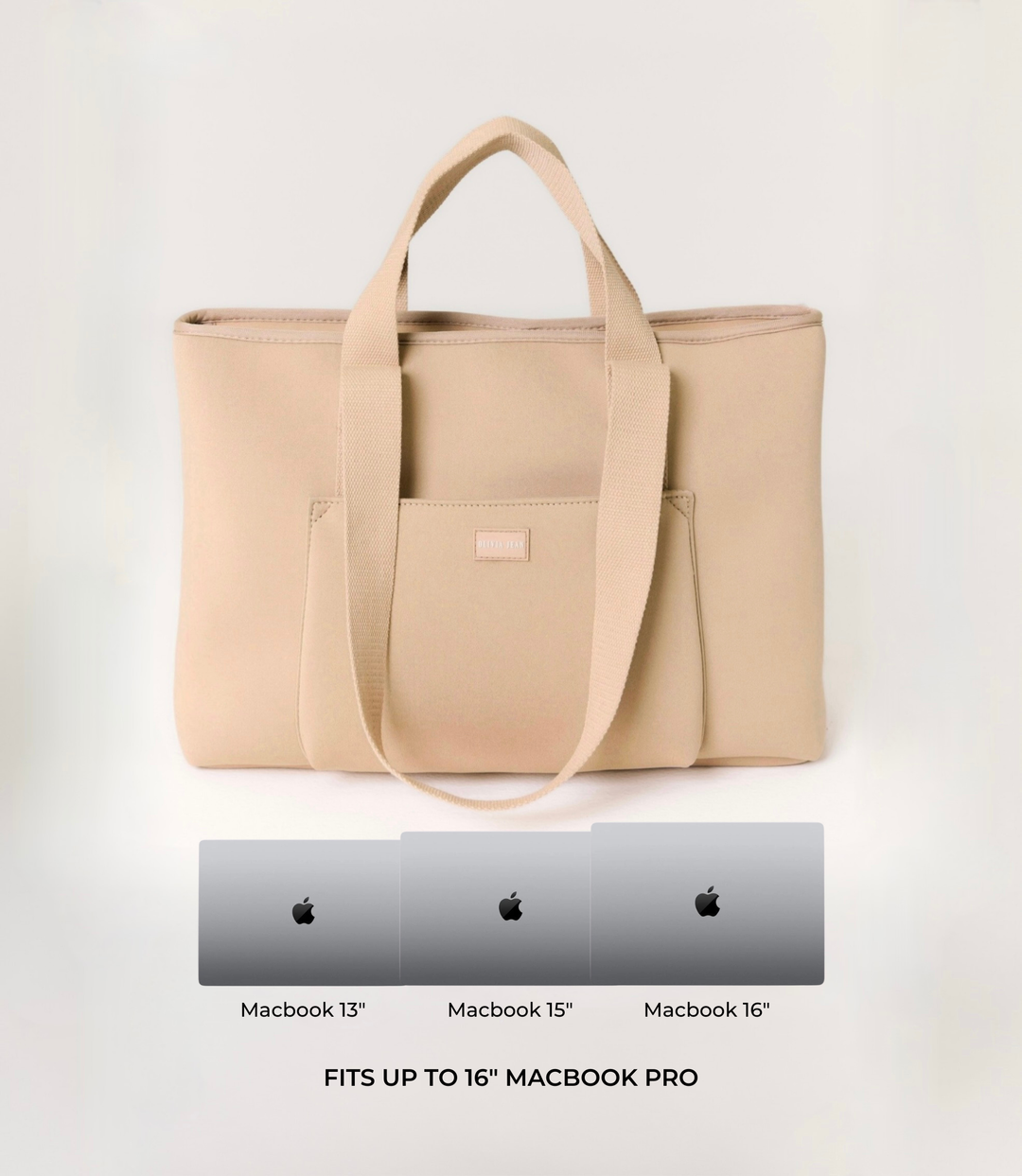 Rover (Almond) Large Neoprene Tote - With Zip Closure