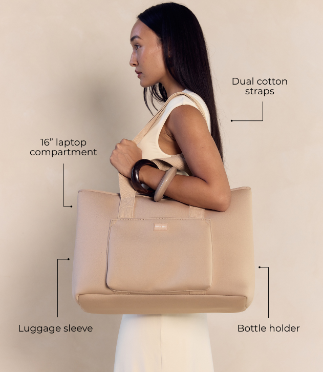 Rover (Almond) Large Neoprene Tote - With Zip Closure