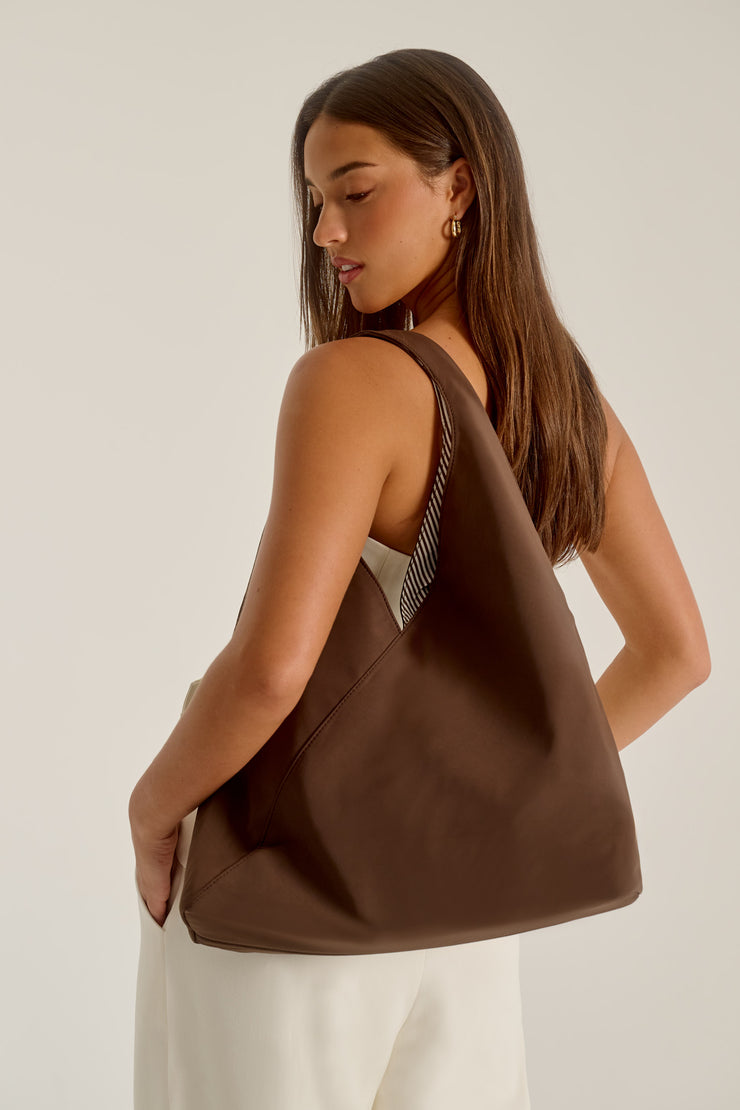 Sydney (Mocha) Nylon Shoulder Bag