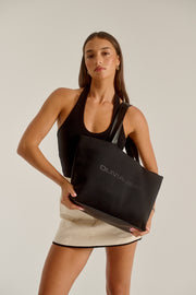 Spencer (Black) Neoprene Tote Bag - With Zip Closure