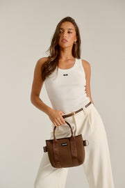 Blair (Brown) Neoprene Crossbody Bag- With Zip Closure