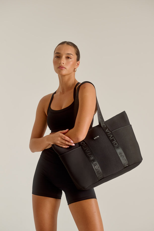 Form (Black) Neoprene Tote Bag- With Zip Closure