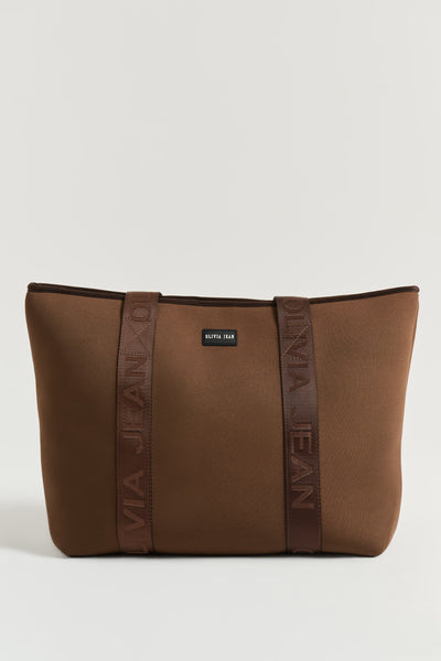 Ebony (Brown) Neoprene Tote Bag- With Zip Closure