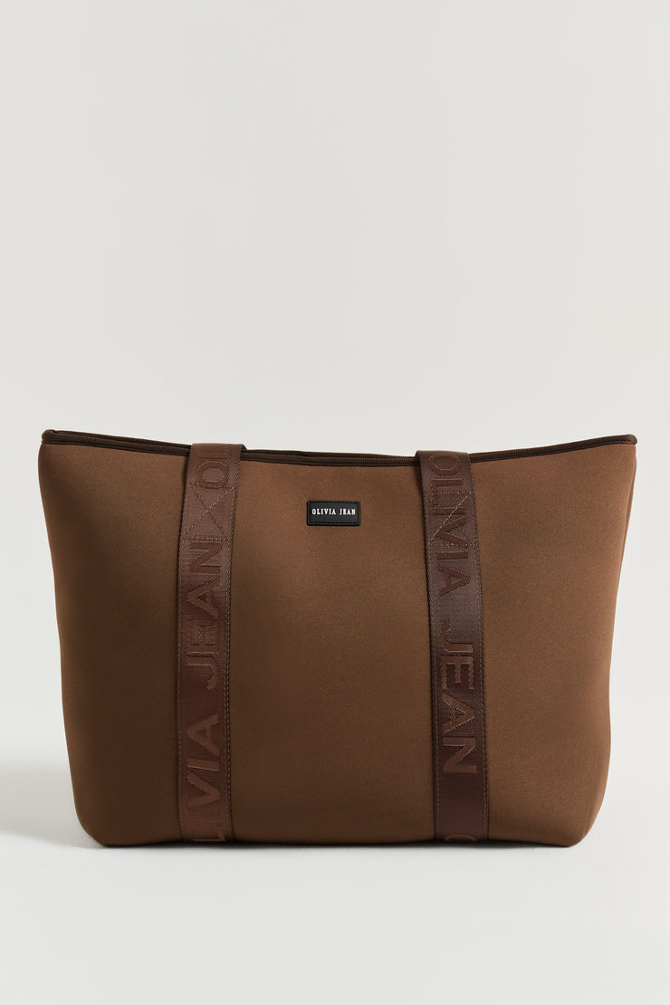 Ebony (Brown) Neoprene Tote - With Zip Closure
