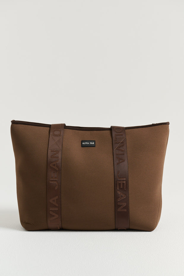 Ebony (Brown) Neoprene Tote - With Zip Closure