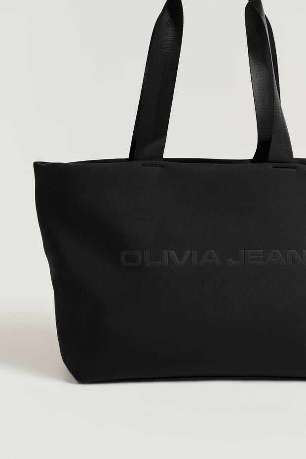 Spencer (Black) Neoprene Tote Bag - With Zip Closure