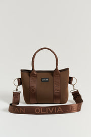 Blair (Brown) Neoprene Crossbody Bag- With Zip Closure