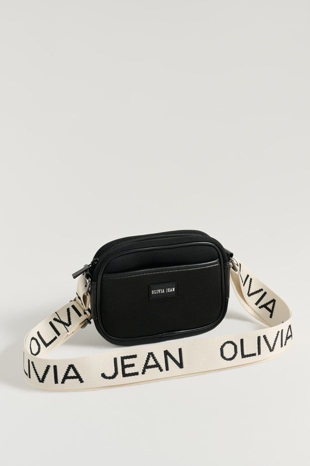 Freya (Black) Neoprene Crossbody Bag