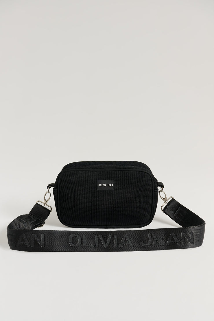 Serene (Ribbed Black) Neoprene Crossbody Bag – Olivia Jean