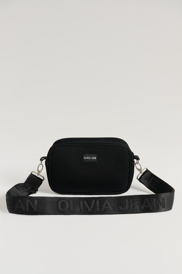 Serene (Ribbed Black) Neoprene Crossbody Bag