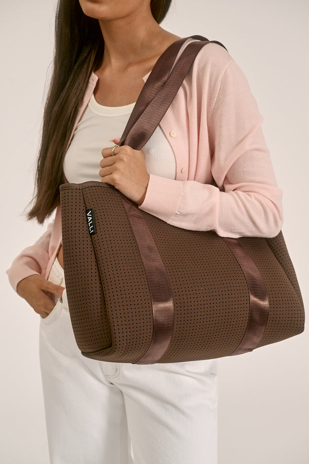 Elle Brown Neoprene Tote — Valli by Olivia Jean