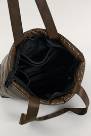 Gia (Brown) Puffer Tote Bag- With Zip Closure