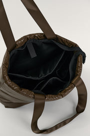 Gia (Brown) Puffer Tote Bag- With Zip Closure