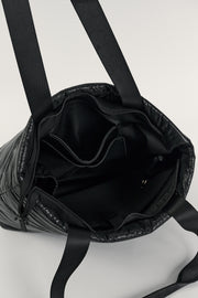 Gia (Black) Puffer Tote Bag- With Zip Closure
