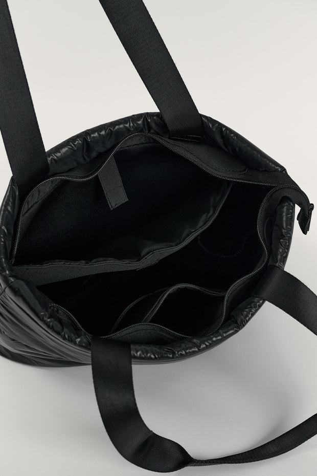 Gia (Black) Puffer Tote Bag- With Zip Closure